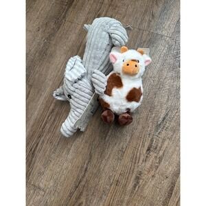 Giftable World Pet Toy Bundle 12in Corduroy Elephant and 8in Spotted Cow NWT‎